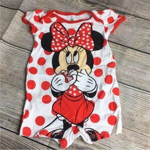 Disney Minnie Mouse Baby Romper Red Polka Dot 6–9M One Piece